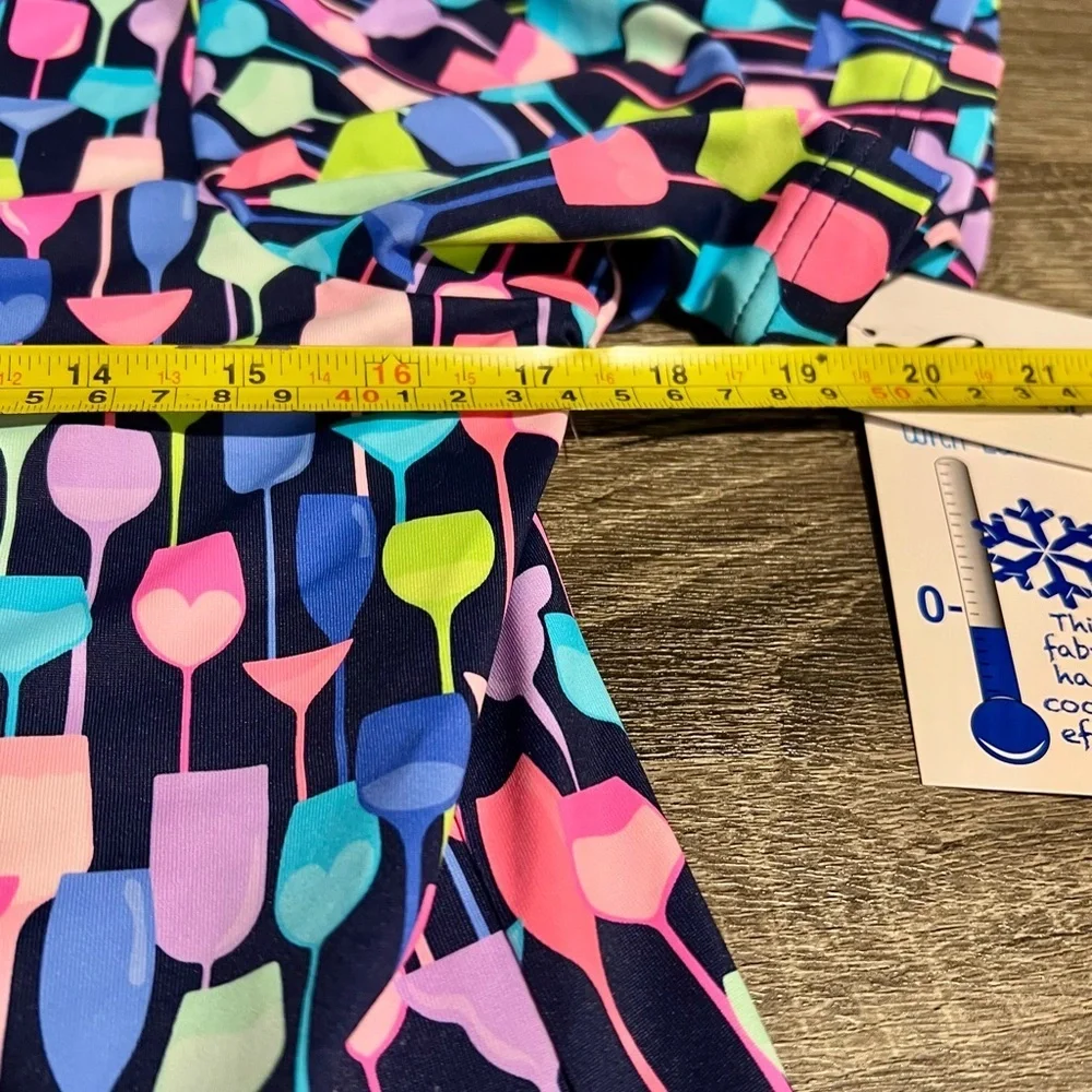 Lulu B UPF 50 Puff Sleeve Cooling Top Wine Glass Print Size Small NWT new resort - Picture 5 of 12
